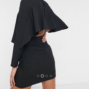 ASOS design cape mini dress with wrap skirt